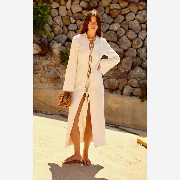 Free People Maude Cardi Lace Up Maxi Clean Ivory M - Picture 4 of 4